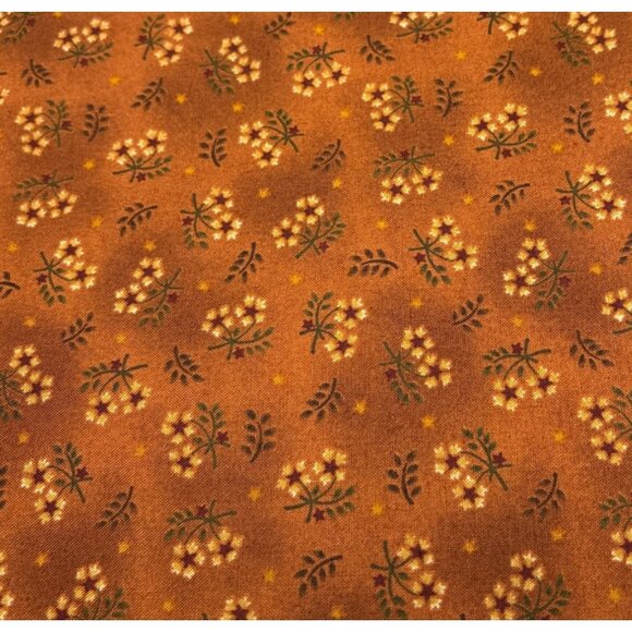 Henry Glass Fabric 1419 Wit & Wisdom 1/2 yard Cotton Floral Pattern Rust Orange - Picture 9 of 12